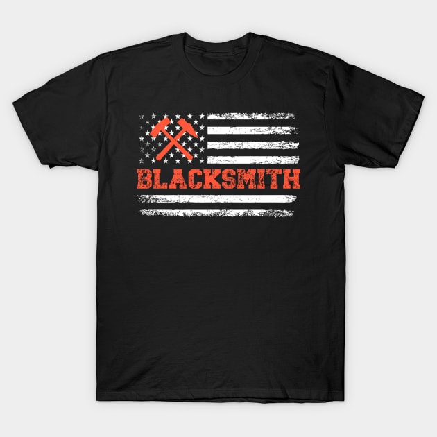 Blacksmith American Flag T-Shirt by The Jumping Cart